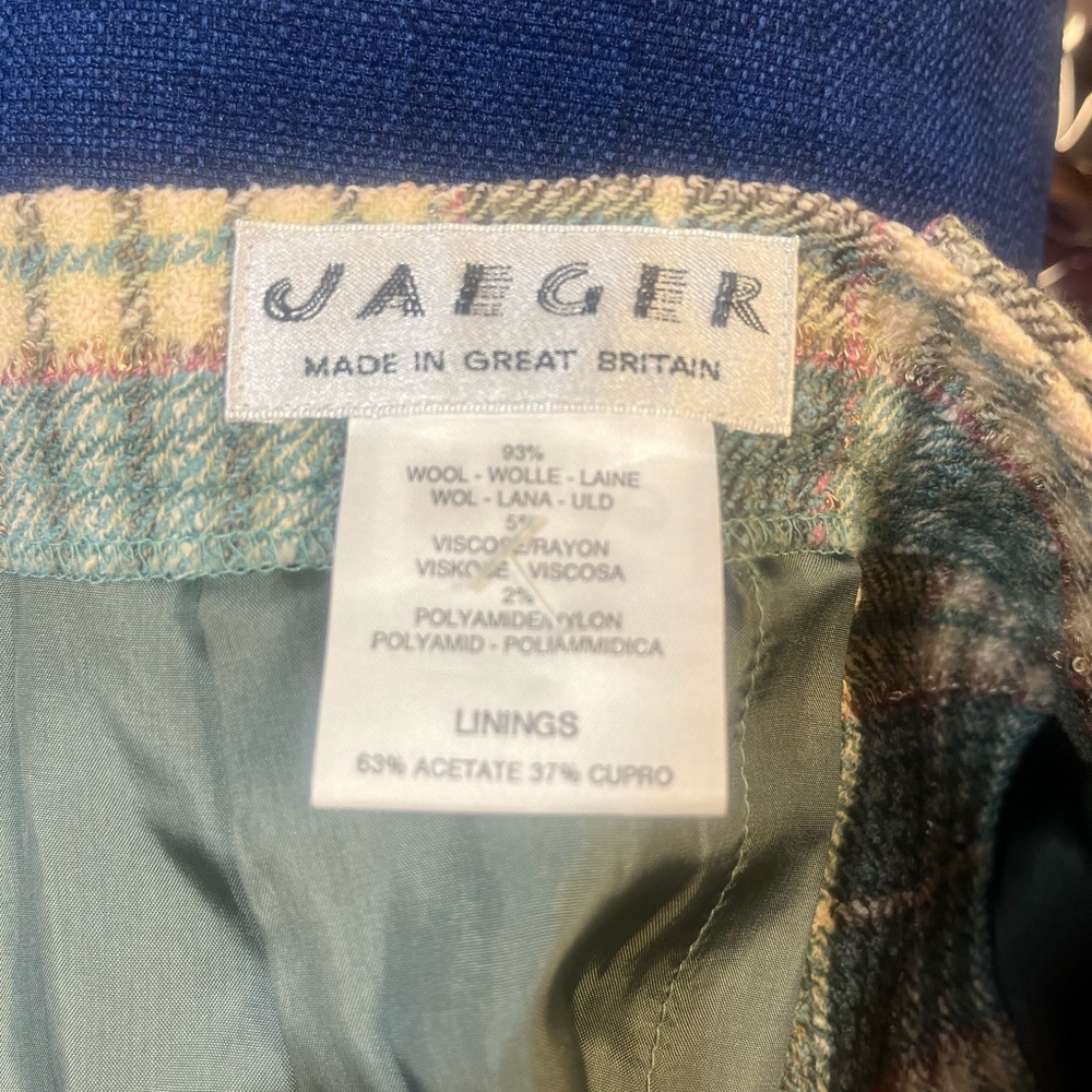 Jaeger London Wool Skirt Vintage Plaid pencil skirt size 12 from Great Britain - Picture 6 of 8